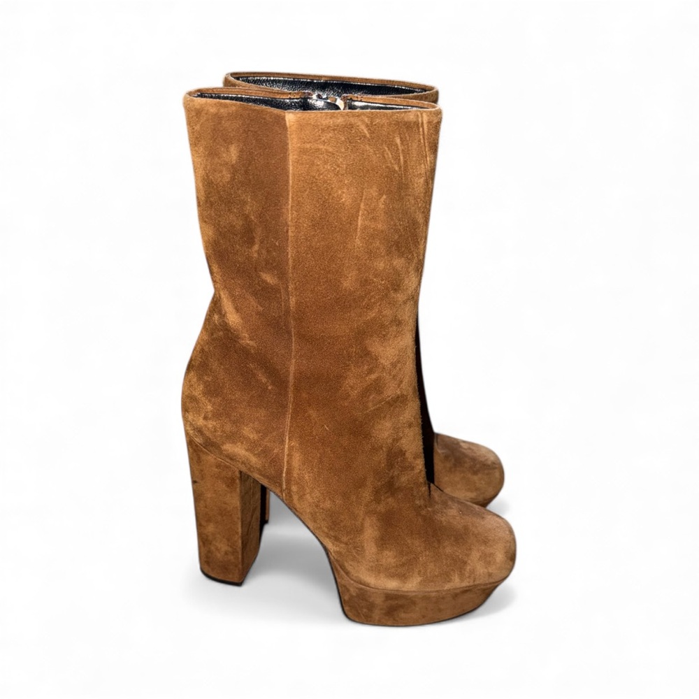 Gucci Brown Suede Platform Ankle Boots Women's Size 35.5
